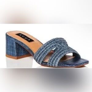 Aqua Calli Heeled Slides - Blue